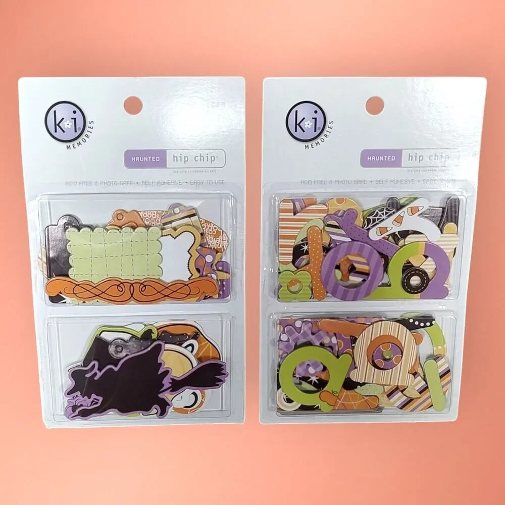 Set of Two Ki Memories Halloween Haunted Hip Scrapbook Chipboard Alpha & Shapes